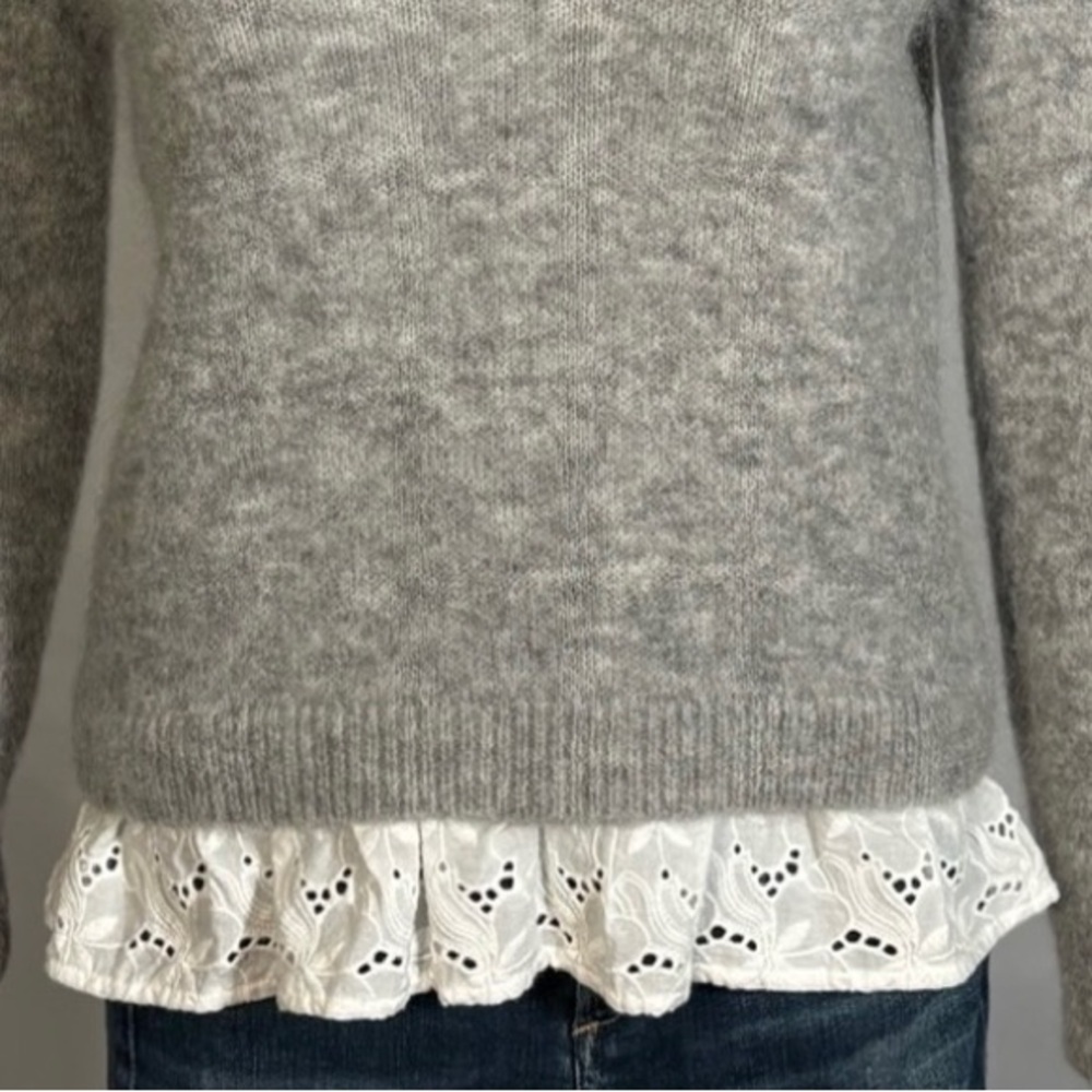 Sézane Alfred Grey Mohair Merino Lace Hem Sweater – Size Small - Picture 5 of 7